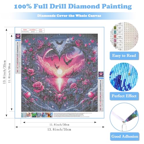 5D Heart and Flower Diamond Art Kits for Adults, DIY Diamond Painting Kits - color: QY152