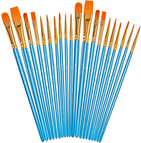 Soucolor Acrylic Paint Brushes Set, 20 Pcs Pointed Tip Artist Paintbrushes | Soft,No-Shed Bristles for Acrylic for Acrylic Oil Watercolor Canvases Rock Nail Miniature Detailing Drawing Art Supplies - color: Blue, size: 20-Pack