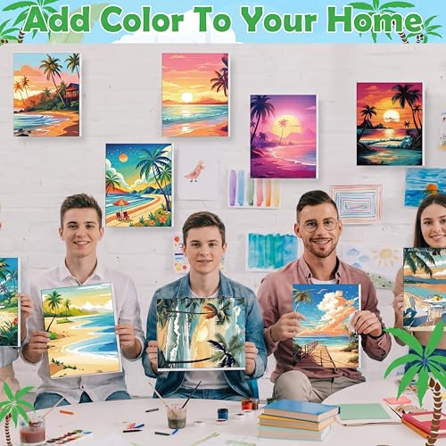 Blosssound 10 Set Pre Printed Canvas for Painting 5x7, Hawaii Canvas - style: Hawaii