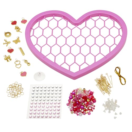 RoseArt Beaded Expressions Heart DIY Beaded Sun Catcher Craft Kit - Valentine’s Day DIY Bead Art for Kids – Design, Bead & Display Hanging Heart Frame – Jewelry-Inspired Window Decor, Ages 8+ - style: Heart