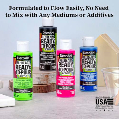 DecoArt Fluid Art Ready-to-Pour Paint Set – Neon Blast Colors, Set of 6 (4 fl oz Bottles) – Neon Acrylic Pouring Paints for Canvas, Wood & Fluid Art DIY Projects - color: Multi- Neon Blast