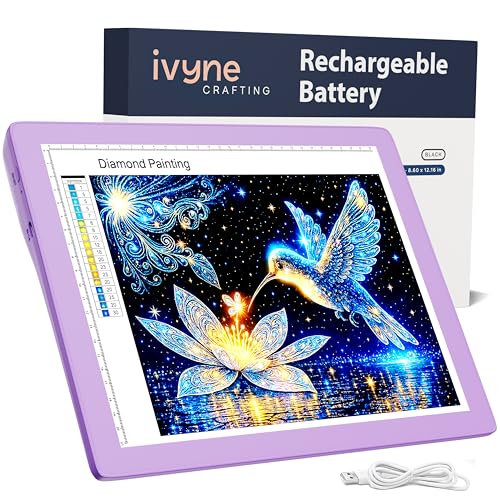 iVyne Rechargeable A4 Light Pad for Tracing & Weeding - LED Light Board for Weeding Vinyl - for Cricut Vinyl Weeding Tools - Ultra-Thin & Portable - Perfect for Artists & Crafters - Purple - color: Purple, size: Rechargeable - Light Pad