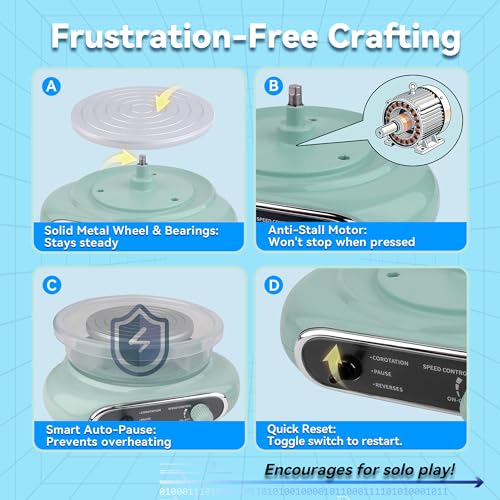 Jasthorine Pottery Wheel for Kids, Arts and Crafts Toy Kit, Ages 6-12 | Kids Pottery Wheel Kit for Creative Air-Dry Clay Craft Projects, Arts & Crafts Toy & Birthday Gift for Girls & Boys Ages 6-12