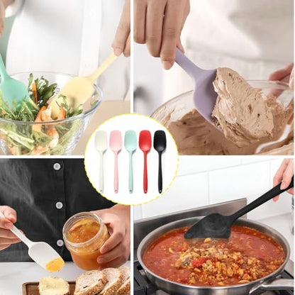 5 Pcs Silicone Spatula Set,10.6 Inch Heat Resistant Non-Stick Scraper - color: 5 colors
