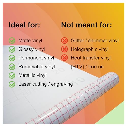 Clear Transfer Tape for Vinyl, Red Alignment Grid Transfer Paper for Wall, Window, Crafts and Decals, Medium Tack Vinyl Transfer Tape for Permanent Adhesive Vinyl Sheets (12 x 16 FT)