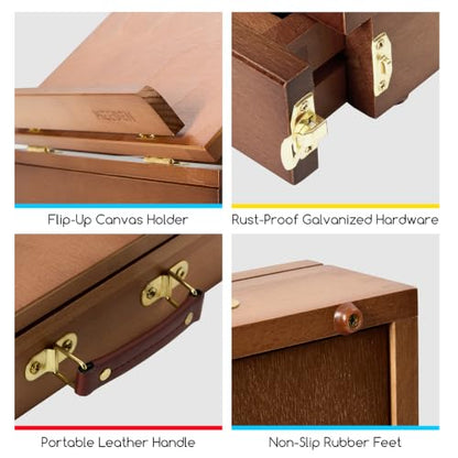 MEEDEN Wooden Tabletop Easel with Drawer: Solid Beech Wood Pochade Box with Storage & Sketching Board - Portable Painting Easel for Artist, Art Students, Beginners & Kids, Canvas up to 11" × 14" - color: Walnut