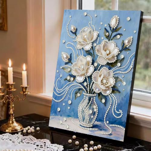 2 Pack Vase Flower Diamond Art Pearl Painting Kits for Adults (12×16 inch) - color: WYZ188+WYZ189