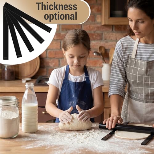 Fiwochic 12 Pcs Acrylic Pottery Tools Set Includes 1 Acrylic Clay Rolling Pin Sculpting Polymer Clay Tools 1 Stain Resistant Tablecloth and 10 Pcs 5 Size Teaching Rolling Mud Stick Guide(Black) - color: Black