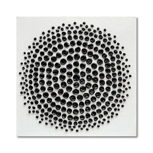 Art Hand Painted Black and White Abstract Texture Art Oil Painting Modern Art Canvas Wall Art Deco 24x24 inches - color: Yi071