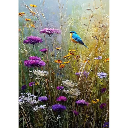 Auremi Flowers Birds Diamond Art Painting Kits for Adults, DIY Landscape Diamond Painting for Adults Beginner, DIY Full Drill Diamond Dots Picture Arts Craft for Home Decor 12x16 Inch - color: Diamond Painting 003