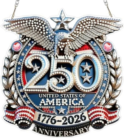 ARPADAMO Hanging Ornament Diamond Art Kits for Adults Eagle 6.9x7.2in | 5D Patriotic DIY Special Shaped Crystal US 250th Anniversary July 4 Diamond Painting Kit,Window Hanging Gift for Home Garden - color: DP03978