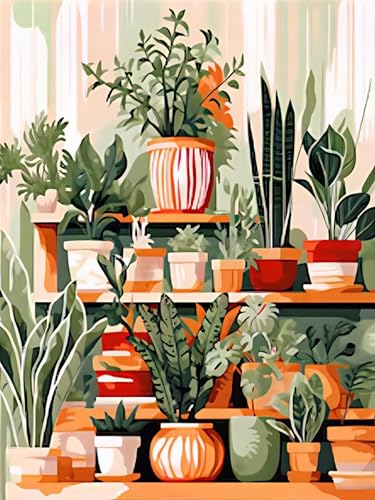 Arttoplus Green Plant Paint by Numbers Kit for Adults Beginner 16x20 inch - color: MT18188-US