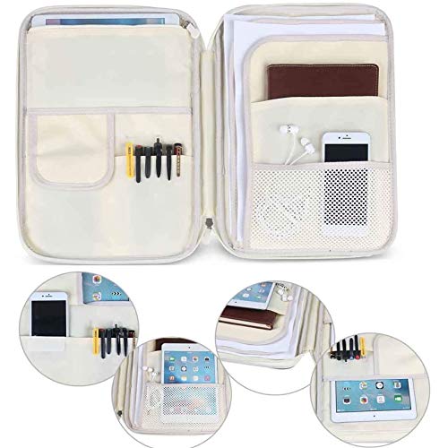 JAKAGO A4 Travel Portfolio Multifunctional Document Organizer Zippered Case for Office Supplies (Flamingo) - color: Flamingo