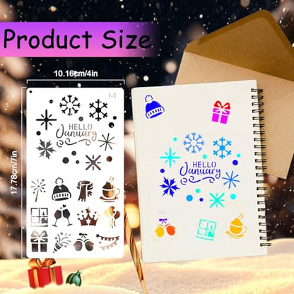 36 PCS Journal Diary Stencils, Planner Stencils for Junk Journal Notebook Diary Scrapbooking DIY Supplie Drawing Template Journal Stencil 4x7 Inch - color: Journal Diary