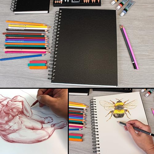 U.S. Art Supply 8.5" x 11" Premium Hardbound Sketch Book, 2 Pack, 80 Sheets Each, 70 lb (110gsm) - Hardcover Spiral Bound Artist Field, Small Sketch Pad, Acid-Free Drawing Pad - Adults, Students - size: 8.5-x-11-inch