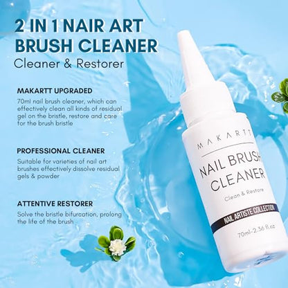 Makartt Nail Art Brushes Cleaner 70ml/2.36 Fl.oz | Nail Polish Brush Bristles Conditioner Restorer Liquid for Solid Gel/Nail Extension/Builder Nail Gel/Dip Powder Manicure - color: Clear-Nail Brush Conditioner
