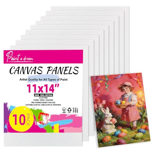 10 Pack 11"x14" Canvas Panels for Painting, Art Painting Supplies | 100% Cotton, Triple Primed, Acid-Free & Non-Toxic, No Warp, Blank Canvas Boards for Acrylics&Oils, Ideal for Kids Gifts - size: 11x14" - 10Pack