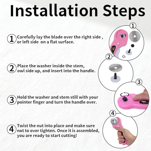 Rotary Cutter with 8Pcs Extra Blades, Ergonomic Rolling Cutter | 45mm Cutter with Safety Lock, Suitable for Leather, Crafting, Sewing, and Quilting Fabric (Pink)