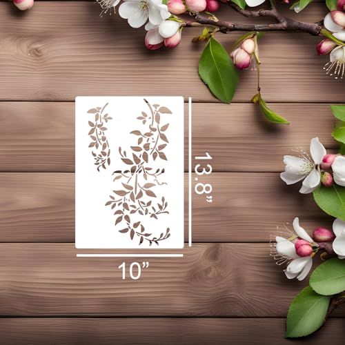 Large Flower Stencils 14" Vine Stencil | Reusable Leaf Branch Stencils for Wall Crafts Canvas Furniture Wood - style: Vine