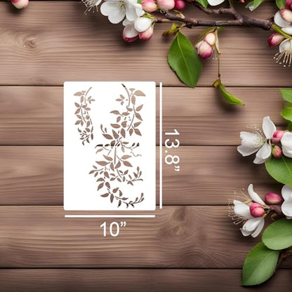 Large Flower Stencils 14" Vine Stencil | Reusable Leaf Branch Stencils for Wall Crafts Canvas Furniture Wood - style: Vine