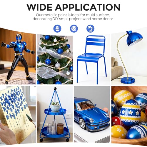Nicpro Metallic Blue Acrylic Paint, 8.45oz/250ml Large Metallic Paint | Non Toxic, Non Fading Craft Paints for Metal, Wood, Clay, Fabric, Canvas, Furniture, Handcrafts, Art Supplies - color: Metallic Blue, size: 8.45 Fl Oz (Pack of 1)