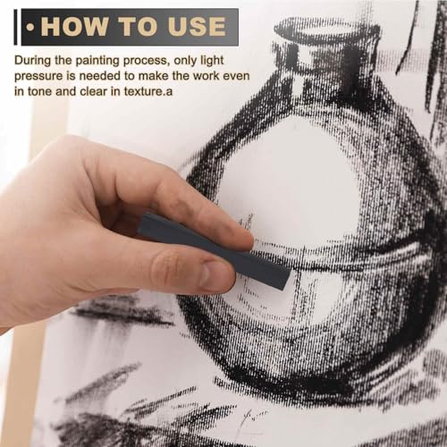 MECCANIXITY Compressed Charcoal Sticks, Soft Grade Square Vine Charcoal Sticks Set Art Supplies for Painting Drawing Sketching Shading Artists Beginners(Pack of 6) - style: Soft