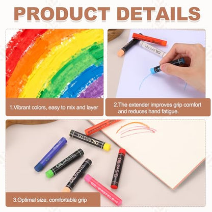 MECCANIXITY 6 PCS Oil Pastels, Soft Oil Chalk Pastels Crayons 11x70mm for Art Painting Drawing Blending, Color Crayons for Art Supplies Beginners, Yellow - color: Yellow