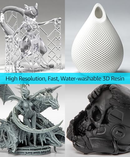 SuperFast 8K 3D Printer Resin Water Washable, 0.5 sec Print (1000g, White) - color: White, size: 1000g