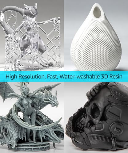 SuperFast 8K 3D Printer Resin Water Washable, 0.5 sec Print (1000g, White) - color: White, size: 1000g