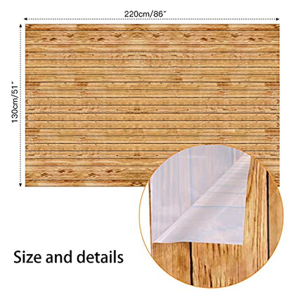 PHOGARY 3PCS Wood Grain Tablecover Wood Print Tablecloth, Rectangular Table Covers for Rustic Wedding Baby Shower Dcoration, Disposable Plastic Rectangular Table Cloth