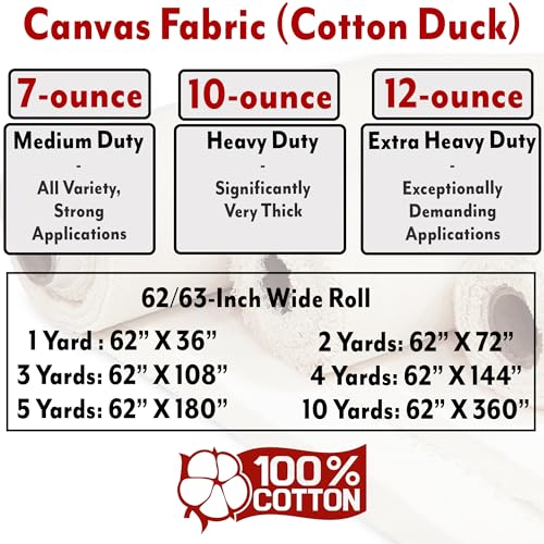 Barcelonetta | Canvas Fabric | Cotton Duck | Heavy | Natural 10oz | 60'' Wide | Arts & Crafts, Backings, Covers, Placemats (50 Yard Roll) - color: Natural 10oz, size: 50 Yard Roll