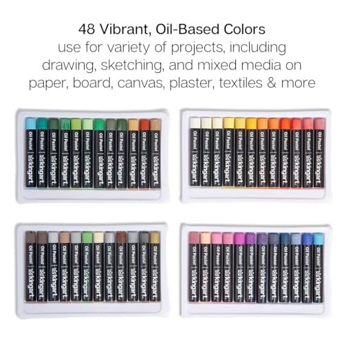 KINGART 48-Piece Oil Pastels Set, Soft Oil Pastels for Art Painting, Drawing, Blending, Art Supplies for Artists, Beginners, Students, Teachers