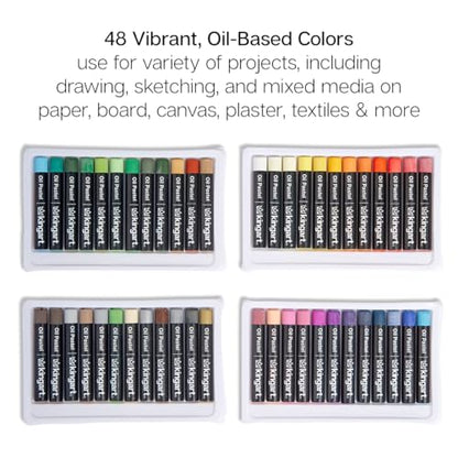 KINGART 48-Piece Oil Pastels Set, Soft Oil Pastels for Art Painting, Drawing, Blending, Art Supplies for Artists, Beginners, Students, Teachers