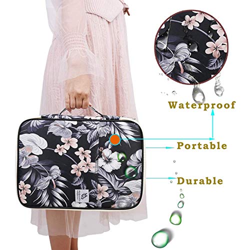 JAKAGO A4 Travel Portfolio Multifunctional Document Organizer Zippered Case for Office Supplies (Mulberry White) - color: Mulberry White