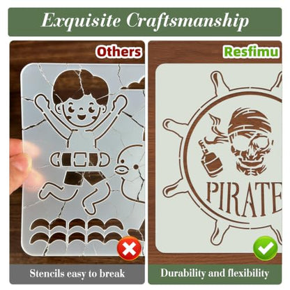 Skull Pirate Stencils for Crafts Reusable 12Pcs Stencils(5.9X5.9 Inch) - color: Skull 6