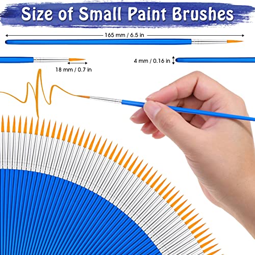 anezus 100Pcs Paint Brushes Bulk Small, for Kids Fine Set Detail Classroom Model Canvas Face Nail Art Acrylic Watercolor Craft Supplies, Blue - style: Fine Paint Brushes