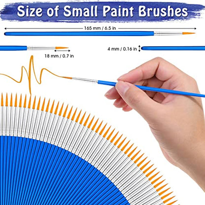 anezus 100Pcs Paint Brushes Bulk Small, for Kids Fine Set Detail Classroom Model Canvas Face Nail Art Acrylic Watercolor Craft Supplies, Blue - style: Fine Paint Brushes