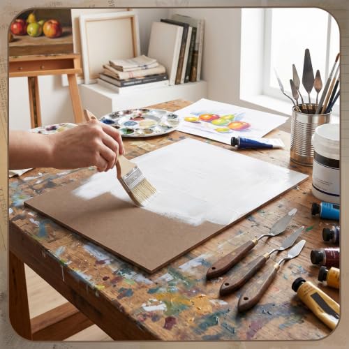 Spakon 4 Pcs Art Supply Hardboard Wood Painting Panel 12 x 16 Drawing Board, 1/8 Inch Flat Profile Board Watercolor Boards for Painting Art Crafts Paint Pouring Acrylic Oil - size: 12 x 16 Inch