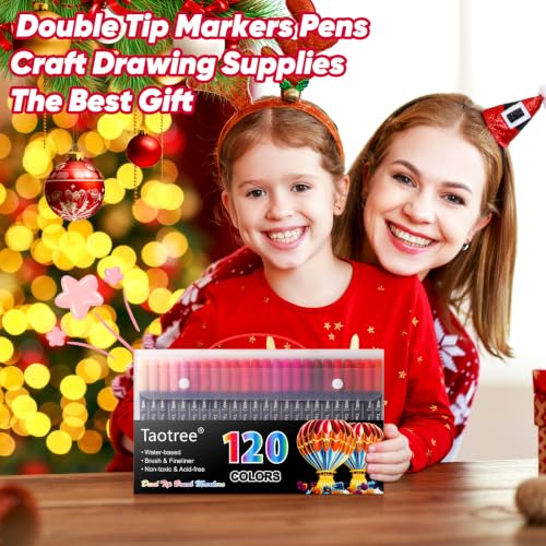 Taotree 120 Colors Dual Tip Art Markers Pens for Adult Coloring Book - color: 120 Color