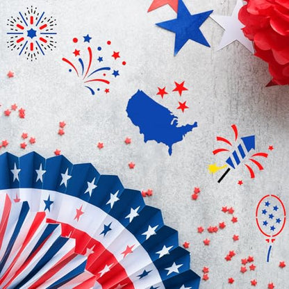Fainne 100 Pcs 2 Inch Patriotic Stencils Small Stencils for Painting | Reusable Craft Stencils, DIY Scrapbook, Wood Wall Fabric Rock Chalkboard Sign Painting, Home Art Decor Projects - style: Patriotic Style