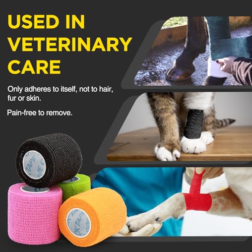 OK TAPE 12 Rolls Self Adhesive Bandage Wrap, Cohesive Elastic Athletic Tape - color: Mix Color, size: 2 Inch