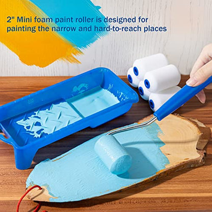 Mister Rui Foam Paint Roller, Mini Paint Roller 2 Inch Sponge Paint Roller Refills, Pack of 20, Small High Density Foam Paint Roller Refills Can be Used with Oil and Water Based Paints | 20 Pack, High-Density 2" Mini Foam Rollers for Smooth, Streak-Free F