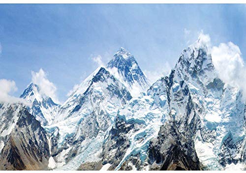 12x8ft Snow Mountain Scenery Backdrop - Cold Winter Snowy Mountain Outdoor Adventure Blue Sky Alpine Snow High Hill Peak Ski Nature Landscape Travel Photo Studio Props - size: 12x8ft