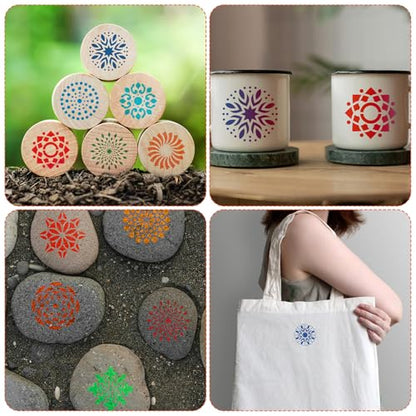 BOXOB 60pcs Mandala Stencils, 2x2 Inch Reusable Mandala Stencils | for Painting, Drawing, Crafts, Art Projects - style: A