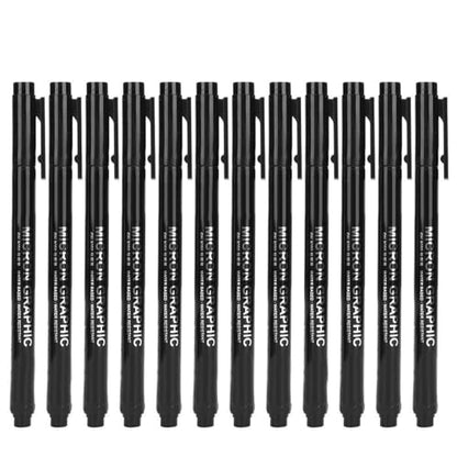 Fine Line Drawing Pens 12 Count, Waterproof Black Ink Micro Liner Markers, Precision Nibs for Sketching, Comic and Outlining