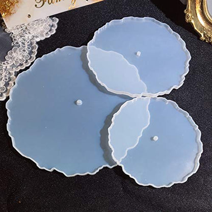 RESINWORLD Thick 3 Tier Resin Cake Stand Molds, Epoxy Resin Tiered Tray Mold, Geode Resin Silicone Casting Mold with Hardware Fittings for Making Cupcake Serving Stand