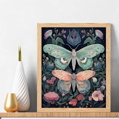 Natuyalo Paint by Numbers Kit for Adults Beginners and Kids, 16" Wx20 L Canvas Pictures Drawing Acrylic Paintwork with 3 Pcs Paintbrushes, Butterflies in Flowers - color: ART-01