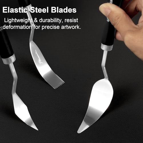 PHOENIX Flexible Palette Knife Set - 8 Stainless Steel Painting Knives with Gift Box, Art Knife with Wood Handle, Paint Spatula for Oil Acrylic Paint