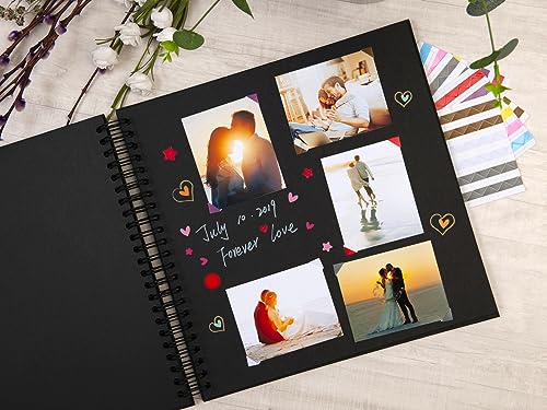 potricher 12 x 12 Inch Large DIY Scrapbook Photo Album 80 Pages, Black - color: Black, size: 12 Inch 80 Pages