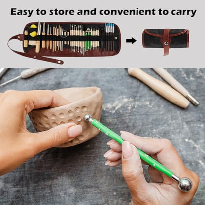 Clay Tools Kit, 42 PCS Pottery Tools Polymer Clay Sculpting Tools Kit, Ceramic Tools for Stippling, Pottery Craft, Dotting, Carving, Modeling, Shaping